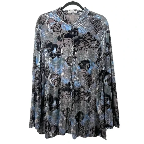 Vintage‎ Notations Velvet Burnout Tunic Top Plus Size 1X - Picture 3 of 12
